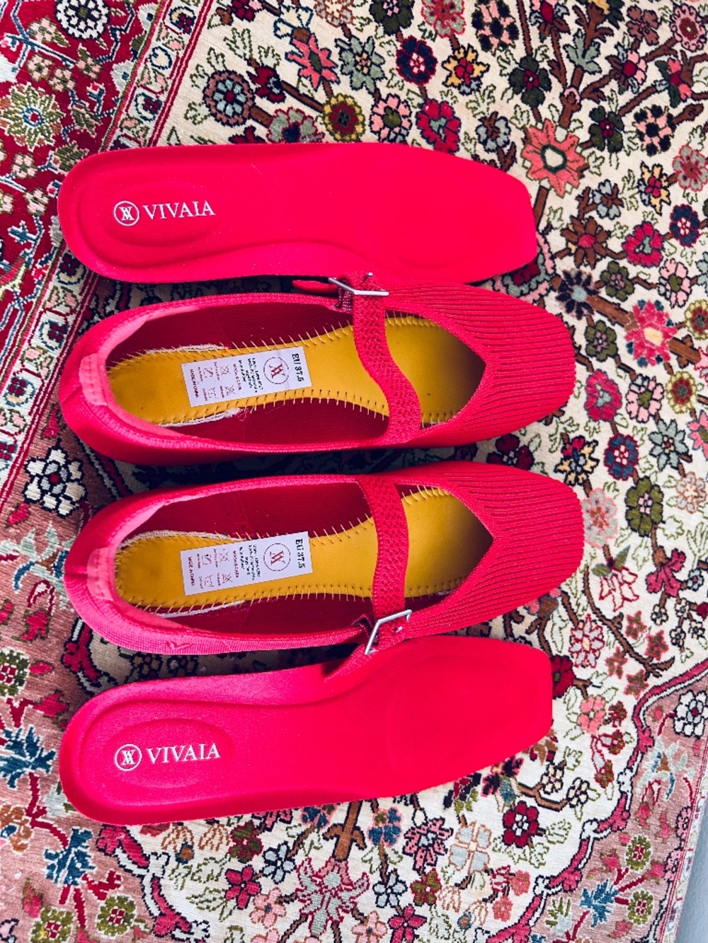 Vivaia Square-toed Red Margot Mary Jane, US7/EU37.5, Like New - Picture 5 of 6